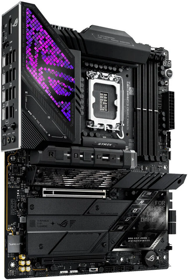 مادربرد ASUS ROG Strix Z890-E Gaming Wi-Fi LGA 1851 ATX، چیپست Intel Z890، دارای 4 اسلات DDR5 DIMM، حداکثر حافظه 192 گیگابایت، Wi-Fi 7 و BT 5.4، 1x PCIe 5.0 x16، 7x اسلات M.2، مشکی | 90MB1IM0-M0EAY0