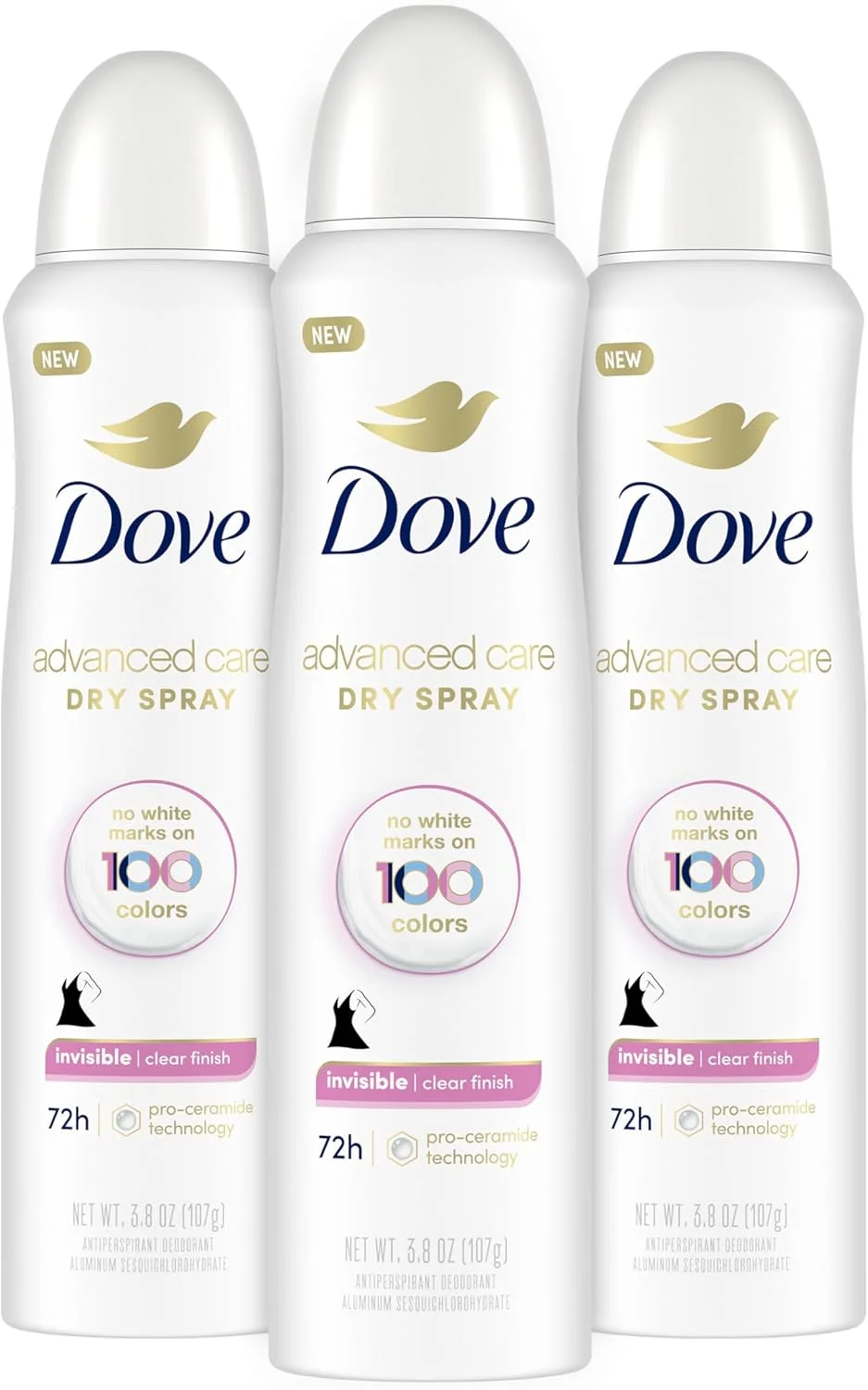 اسپری ضد تعریق داو، محافظت در برابر تعریق، با پایانی شفاف و حس تازگی در تمام طول روز، 107 گرم، بسته 3 عددی