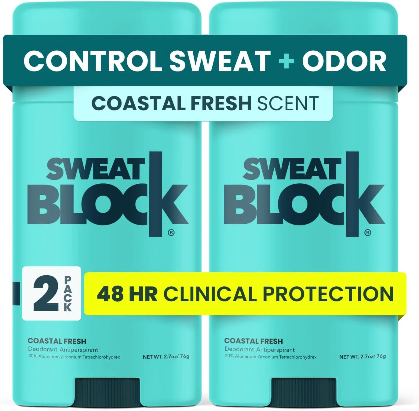 دئودورانت و ضد تعریق قوی زنانه و مردانه - کنترل 48 ساعته تعریق و بوی نامطبوع - رایحه ساحلی تازه (2 عددی)