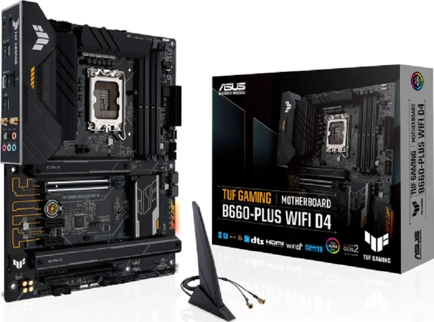 مادربرد ایسوس Tuf Gaming B660-Plus WiFi D4 ATX، سوکت LGA1700 نسل دوازدهم، 3 اسلات PCIe 4.0 M.2، 10+1 DrMOS، اینتل 2.5Gb اترنت، DisplayPort، HDMI، USB 3.2 Gen 2 Type-C، Aura Sync | 90MB1920-M0EAY0