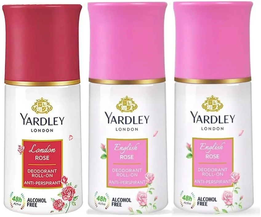 مجموعه رول ضد تعریق زنانه یاردلی مدل انگلیش بلوسوم و انگلیش رز - 50 میلی لیتر (بسته 3 عددی) | رایحه گلی و تازه | کاهش چروک، روشن کننده پوست