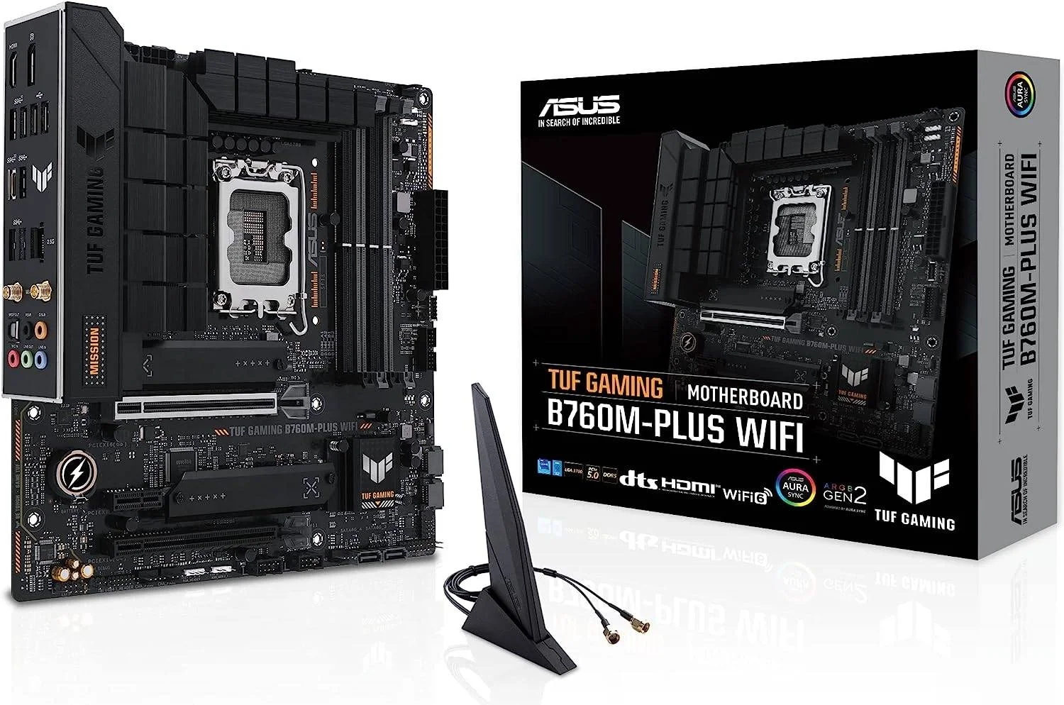 مادربرد ASUS TUF Gaming B760M-PLUS WIFI LGA1700 mATX، دارای 4 اسلات DDR5 DIMM / حداکثر حافظه 192 گیگابایت، Wi-Fi 6 / BT 5.2 / 2.5Gb ETH، PCIe 5.0، 2 x M.2، USB 3.2 Type-C / Thunderbolt، HDMI / DP | 90MB1ET0-M0EAY0