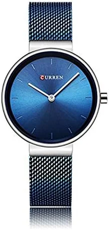 ساعت مچی زنانه کورن مدل 9016، موتور کوارتز، صفحه گرد، بند استیل ضد زنگ - آبی