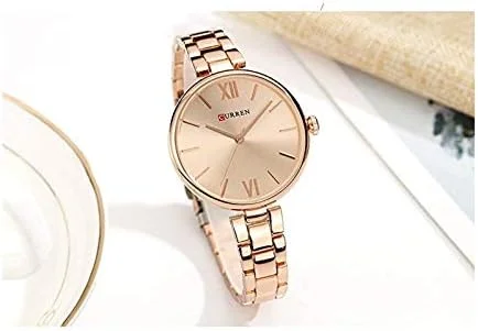 ساعت مچی زنانه کورن 9017 با موتور کوارتز، صفحه گرد، بند استیل ضد زنگ و مقاوم در برابر آب - رزگلد