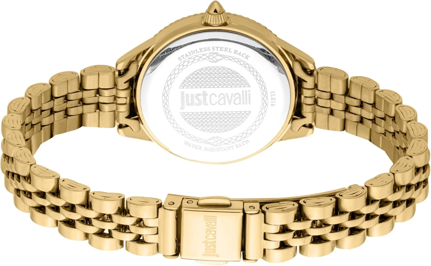 ساعت مچی زنانه جاست کاوالی، قاب طلایی رنگ، صفحه سبز تیره، بند فلزی، سه عقربه، 3ATM