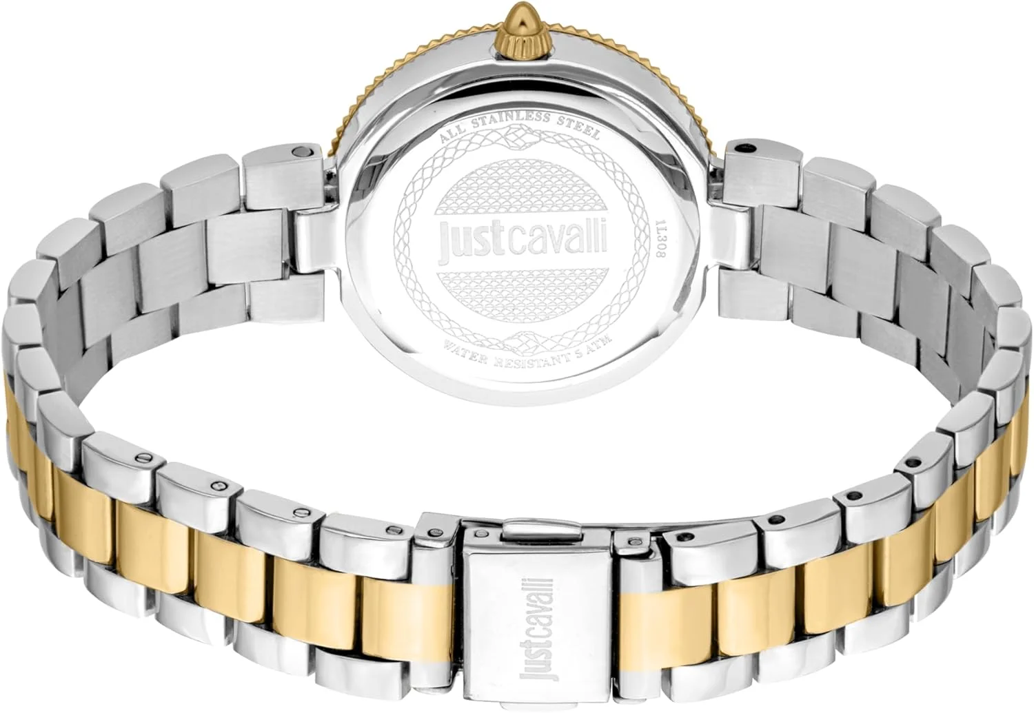 ساعت مچی زنانه جاست کاوالی، بدنه دو رنگ نقره ای و طلایی، صفحه نقره ای، بند فلزی، سه عقربه، 5ATM