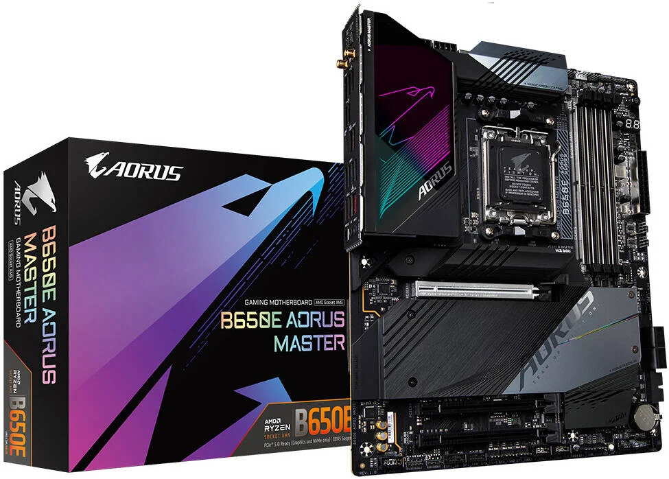 مادربرد GIGABYTE B650E Aorus Master AM5 ATX، چیپست AMD B650، اسلات 4x DDR5 DIMM، حداکثر حافظه 256 گیگابایت، اسلات 4x M.2، 1x PCIe 5.0 x16، مشکی | B650E-AORUS-MASTER
