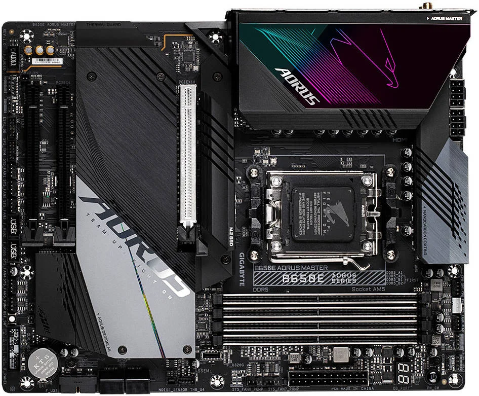 مادربرد GIGABYTE B650E Aorus Master AM5 ATX، چیپست AMD B650، اسلات 4x DDR5 DIMM، حداکثر حافظه 256 گیگابایت، اسلات 4x M.2، 1x PCIe 5.0 x16، مشکی | B650E-AORUS-MASTER