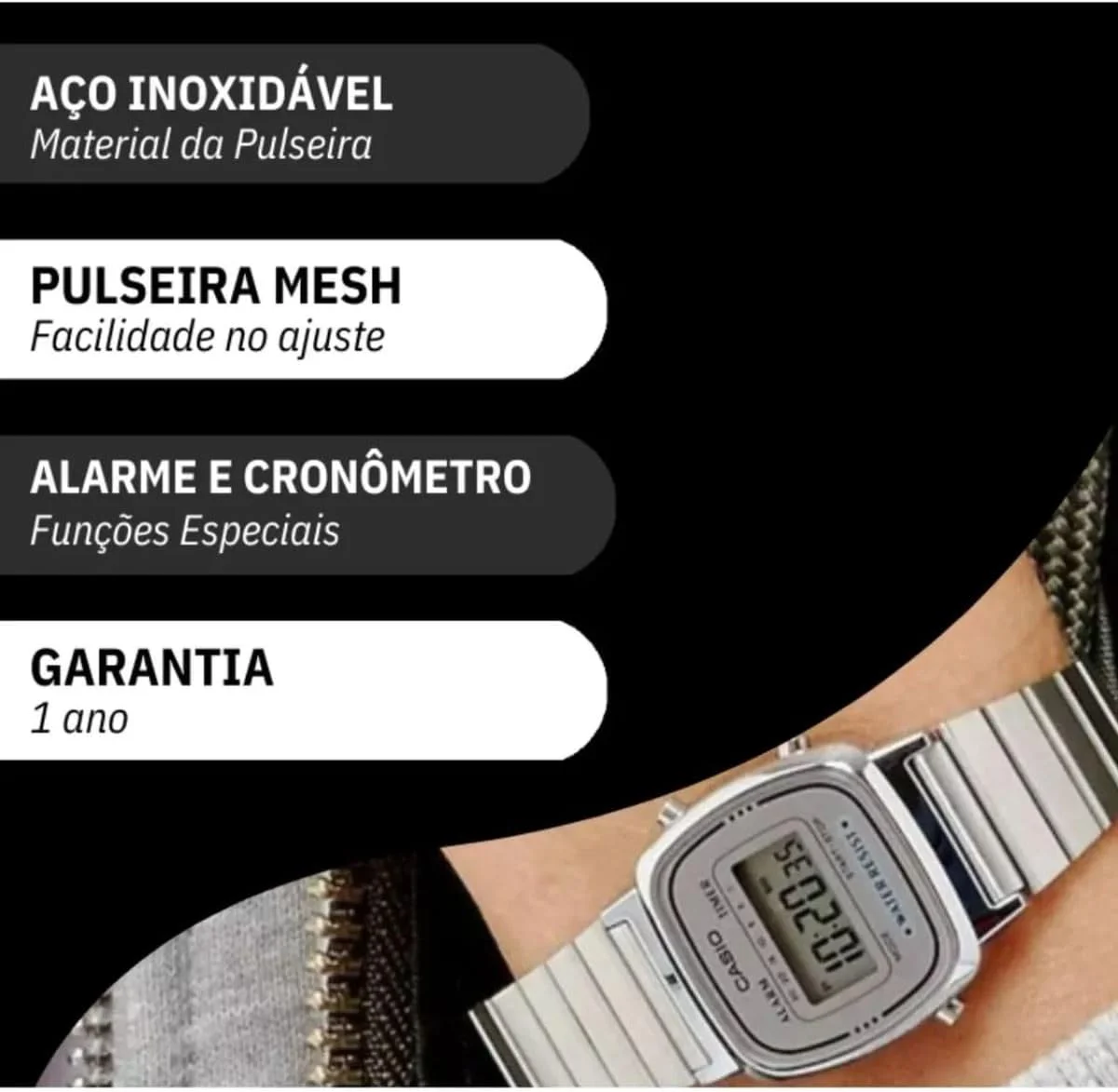 ساعت مچی کوارتز کاسیو، نمایشگر دیجیتال و استیل ضد زنگ