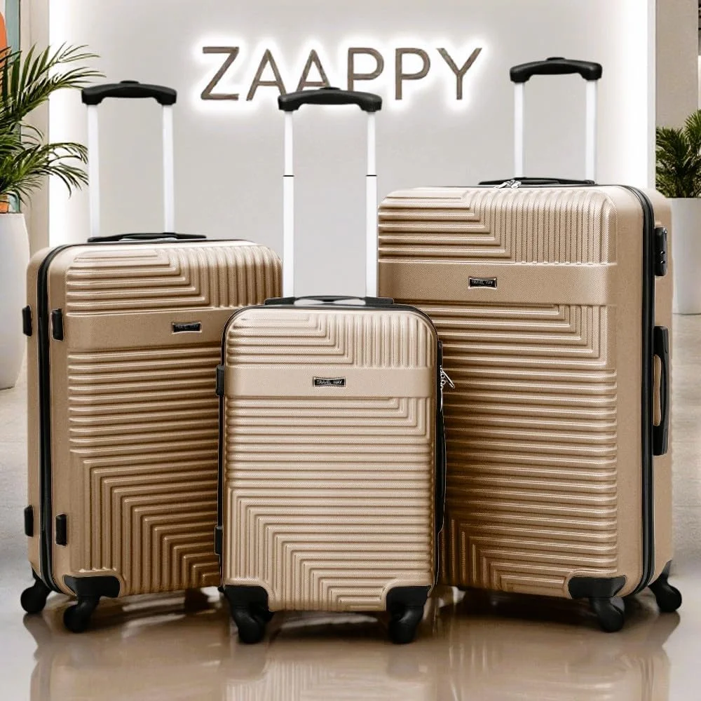 چمدان چرخدار سبک وزن با بدنه سخت، چرخ های اسپینر روان و قفل ترکیبی ایمن، مناسب برای مسافرت (طلایی، سایز کابین - 20 اینچ)