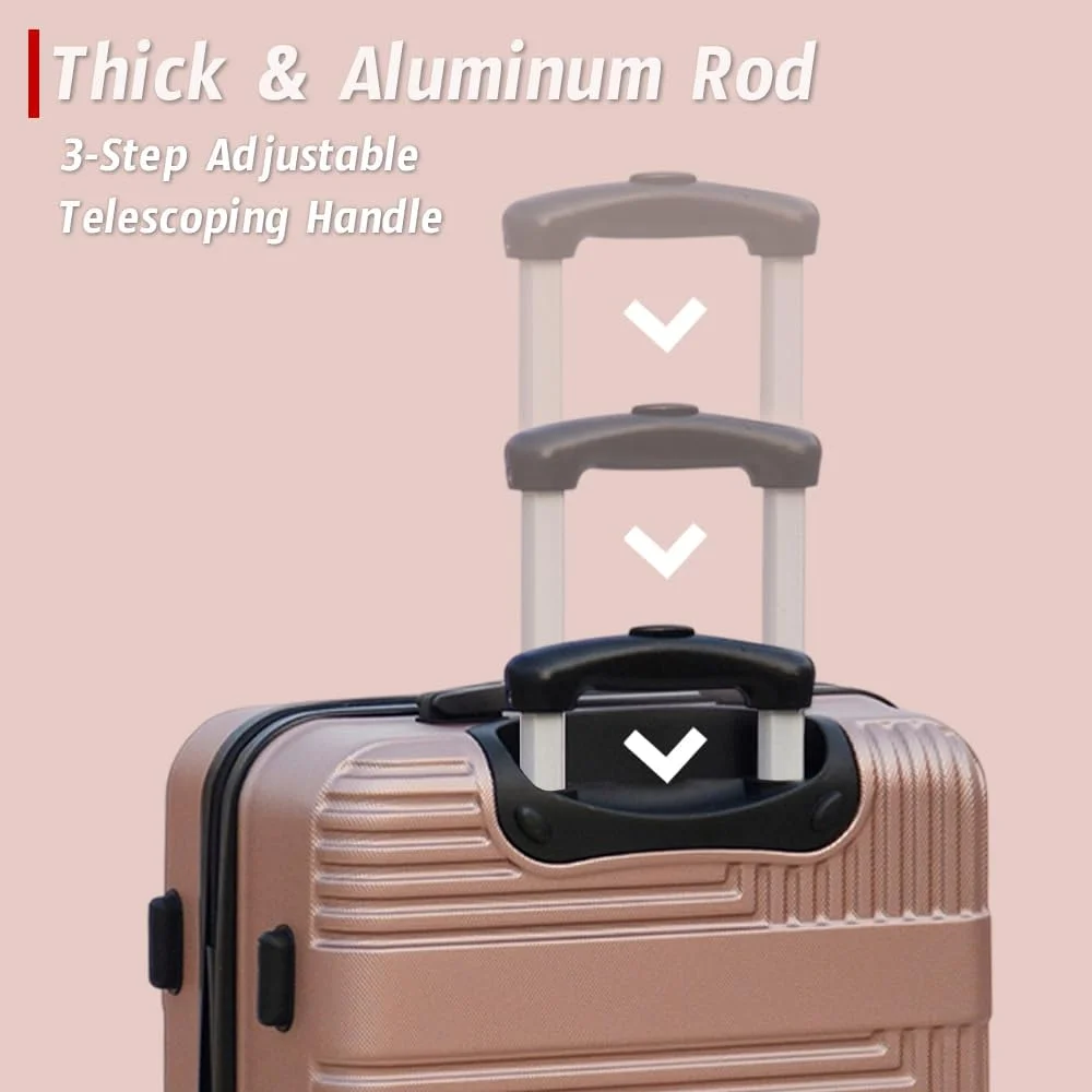 چمدان چرخدار سبک وزن با بدنه سخت، چرخ های اسپینر روان و قفل ترکیبی ایمن، مناسب برای مسافرت (طلایی، سایز کابین - 20 اینچ)