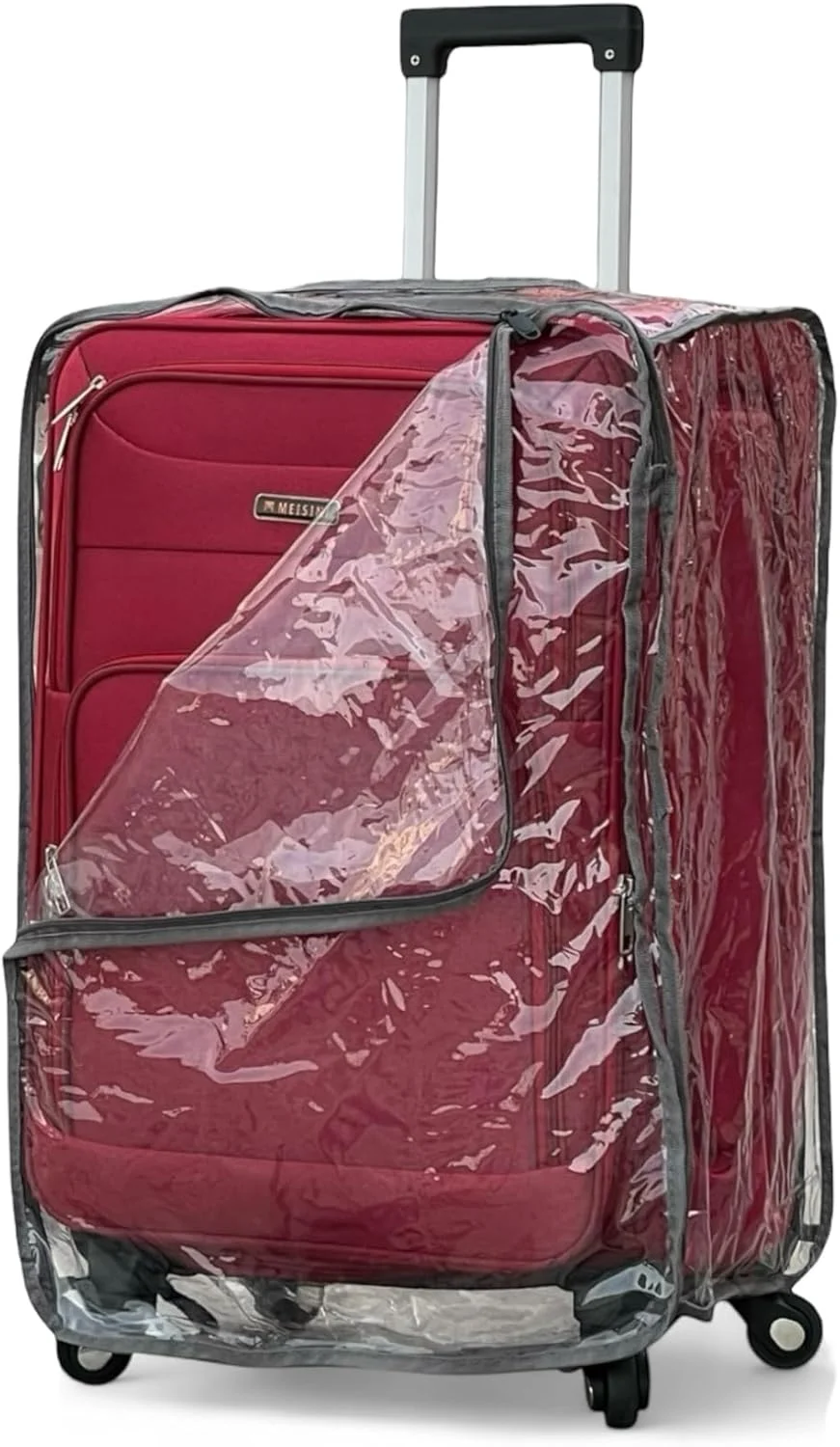 چمدان قرمز 28 اینچی (30-35 کیلوگرم) با جنس نرم به همراه روکش، چرخ‌های اسپینر فوق‌العاده سبک و قفل ایمن