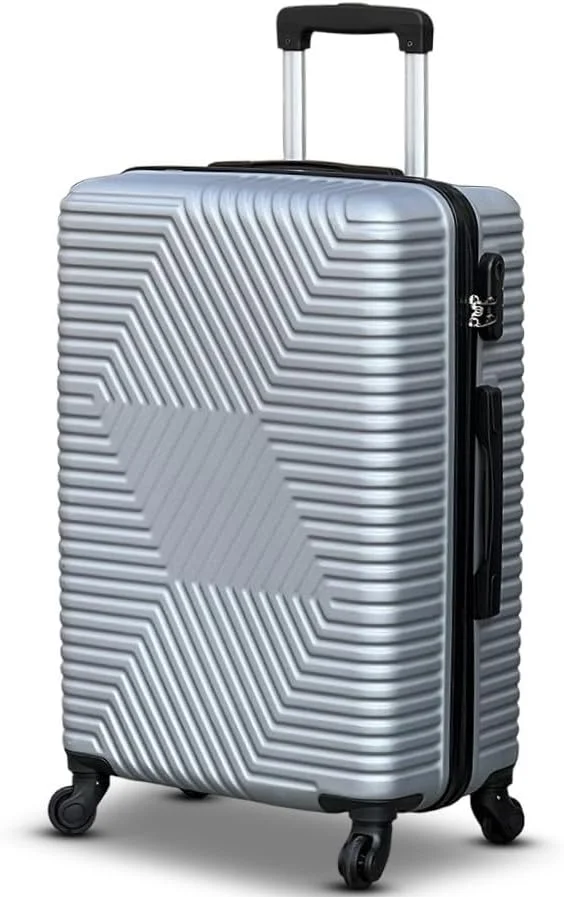 چمدان متوسط 24 اینچی ABS سبک وزن - چمدان سخت پوسته بادوام با چرخ های اسپینر - ایده آل برای 3-5 روز مسافرت، 20-25 کیلوگرم برای آقایان و بانوان (زیگ زاگ، نقره ای)