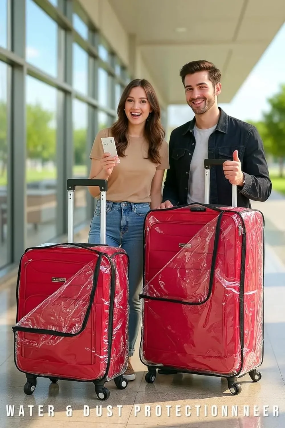 چمدان قرمز 28 اینچی (30-35 کیلوگرم) با جنس نرم به همراه روکش، چرخهای اسپینر فوقالعاده سبک و قفل ایمن چمدان قرمز 28 اینچی (30-35 کیلوگرم) با جنس نرم به همراه روکش، چرخهای اسپینر فوقالعاده سبک و قفل ایمن