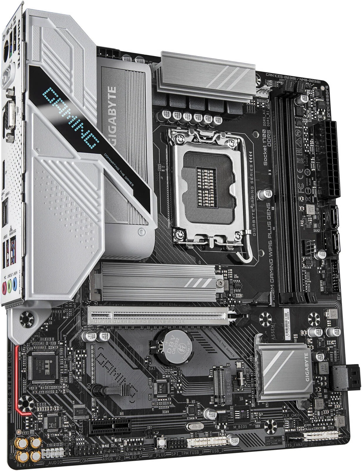 مادربرد GIGABYTE B760M GAMING WIFI6 PLUS GEN5 m-ATX اینتل، چیپست Intel B760، اسلات 2x DDR5 DIMM، حداکثر حافظه 128 گیگابایت، 1x PCIe 5.0 x16، 2x اسلات M.2 | B760M-G-WF6-PLUS-GEN5