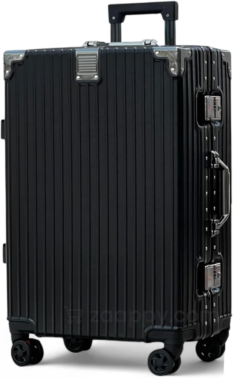چمدان مسافرتی ترولی 28 اینچی (30-35 کیلوگرم) با فریم آلومینیومی و بدنه پلی کربنات سخت، چرخ های دوبل 360 درجه (مشکی، سایز بزرگ 28 اینچ)