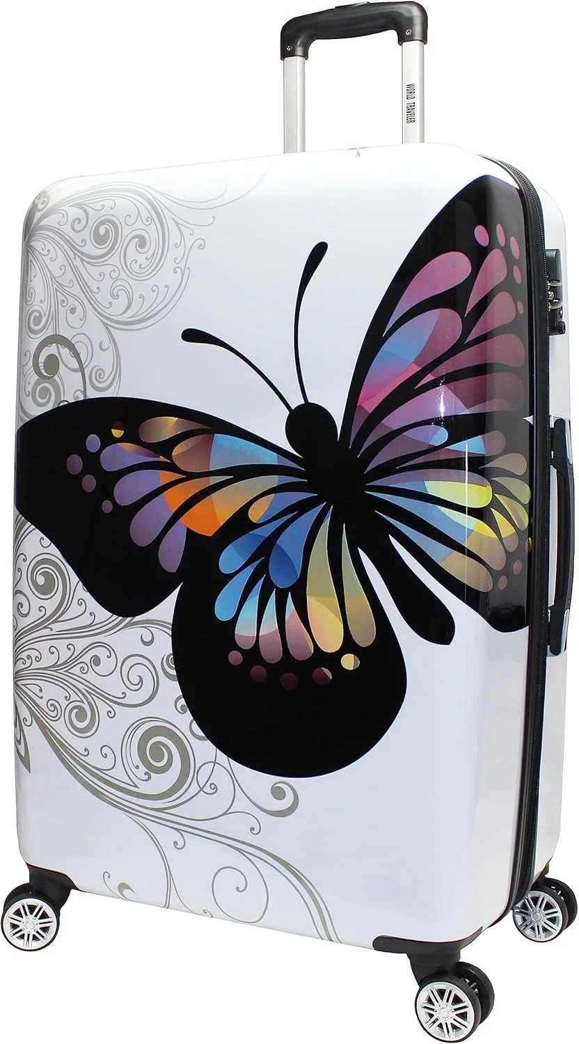 چمدان چرخشی سخت بدنه طرح پروانه مسافر جهانی، 28 اینچ، با قابلیت افزایش حجم