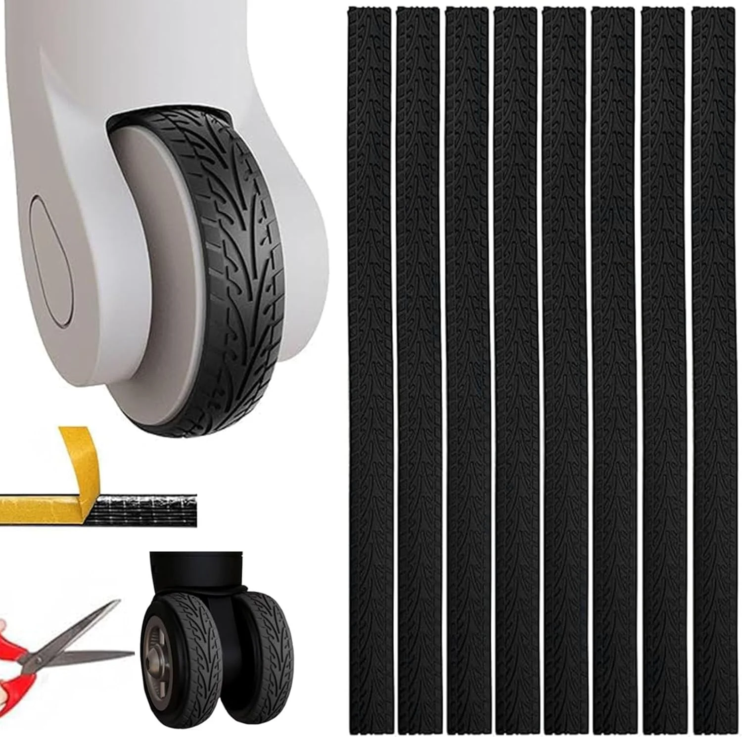 روکش چرخ چمدان Wisfunlly، 8 عدد، روکش سیلیکونی چرخ چمدان، محافظ چرخ چمدان سیلیکونی قابل برش، روکش چرخ گردان جاذب ضربه و کاهش دهنده صدا برای چمدان های چرخشی