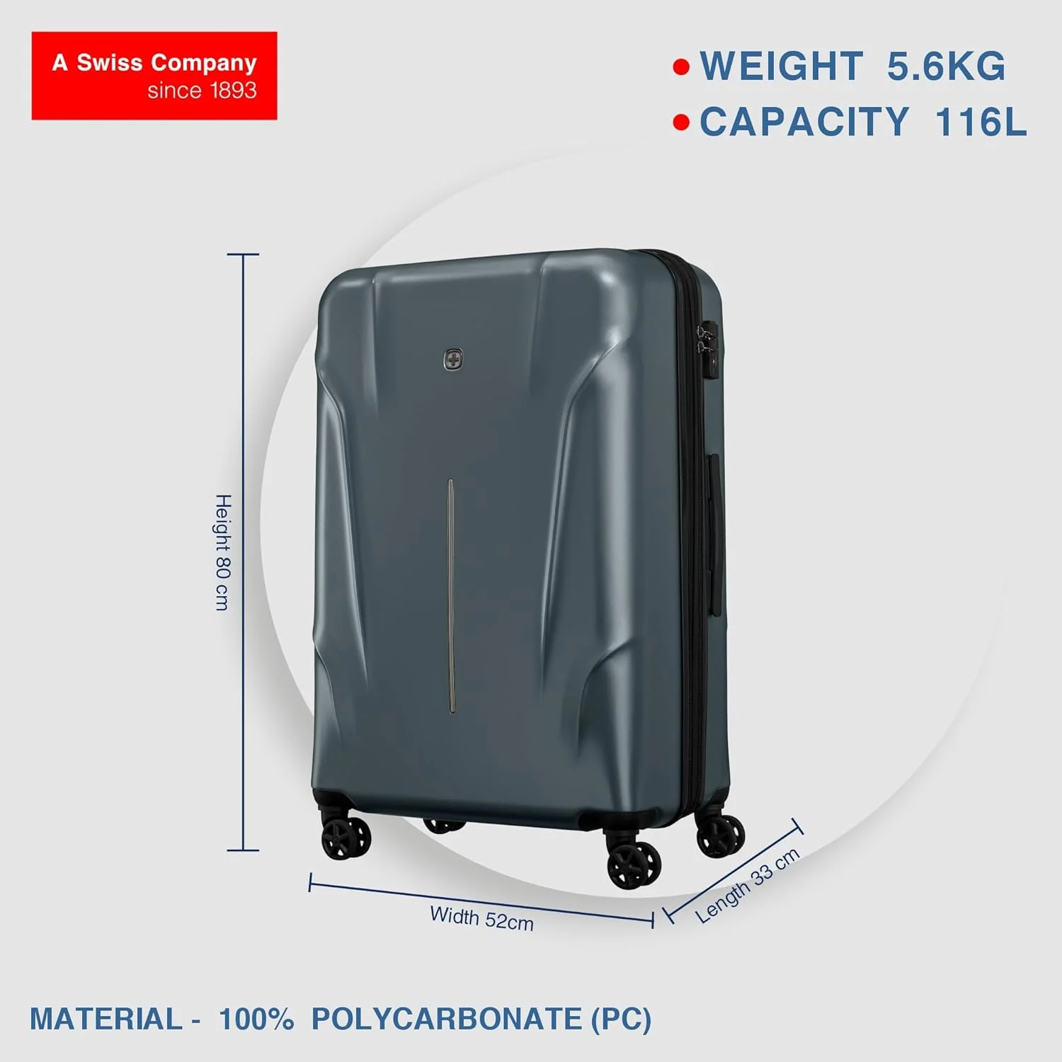 چمدان چرخدار ونگر مدل Ryon با قابلیت افزایش حجم، سایز 80 سانتی متر - رنگ Shark