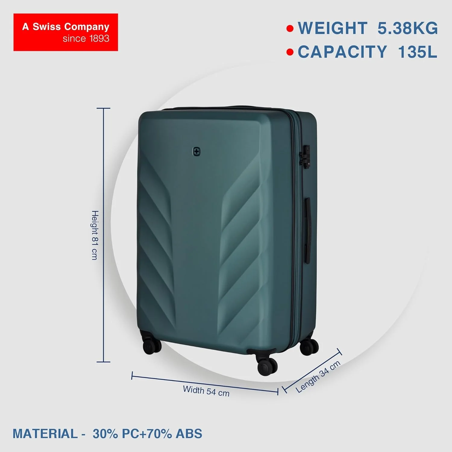 چمدان چرخدار بزرگ و جادار ونگر مدل Motion Hardside - 612710، سایز 81 سانتی متر، رنگ سبز