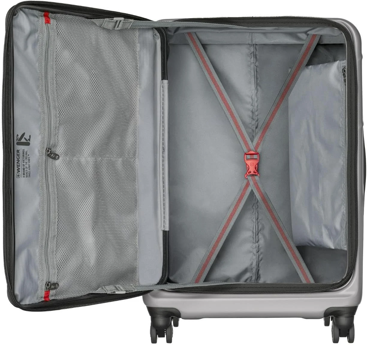 چمدان چرخدار سخت بدنه ونگر مدل Amplix با قابلیت افزایش حجم، سایز متوسط (69 سانتی متر)، نقره ای - 653327