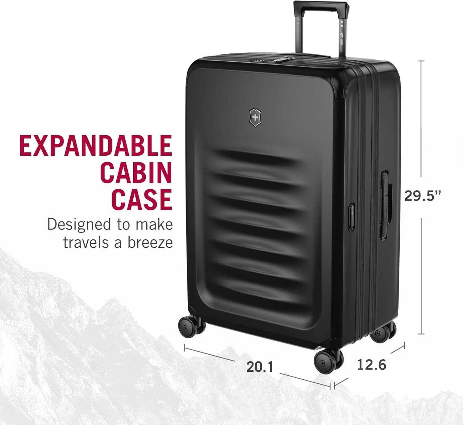 چمدان بزرگ ویکتورینوکس، ترولی پایدار با 4 چرخ، 75 x 51 x 31 سانتی متر، 103-143 لیتر، قابل افزایش، اسپکترا 3.0، مشکی، مشکی، سایز واحد، کیف