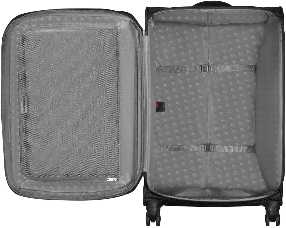 چمدان چرخ‌دار نرم ونگر Vibrave سایز 68 سانتی‌متر با 4 چرخ دوبل و قابلیت افزایش حجم - مدل 612553، سایز 68 سانتی‌متر، مشکی