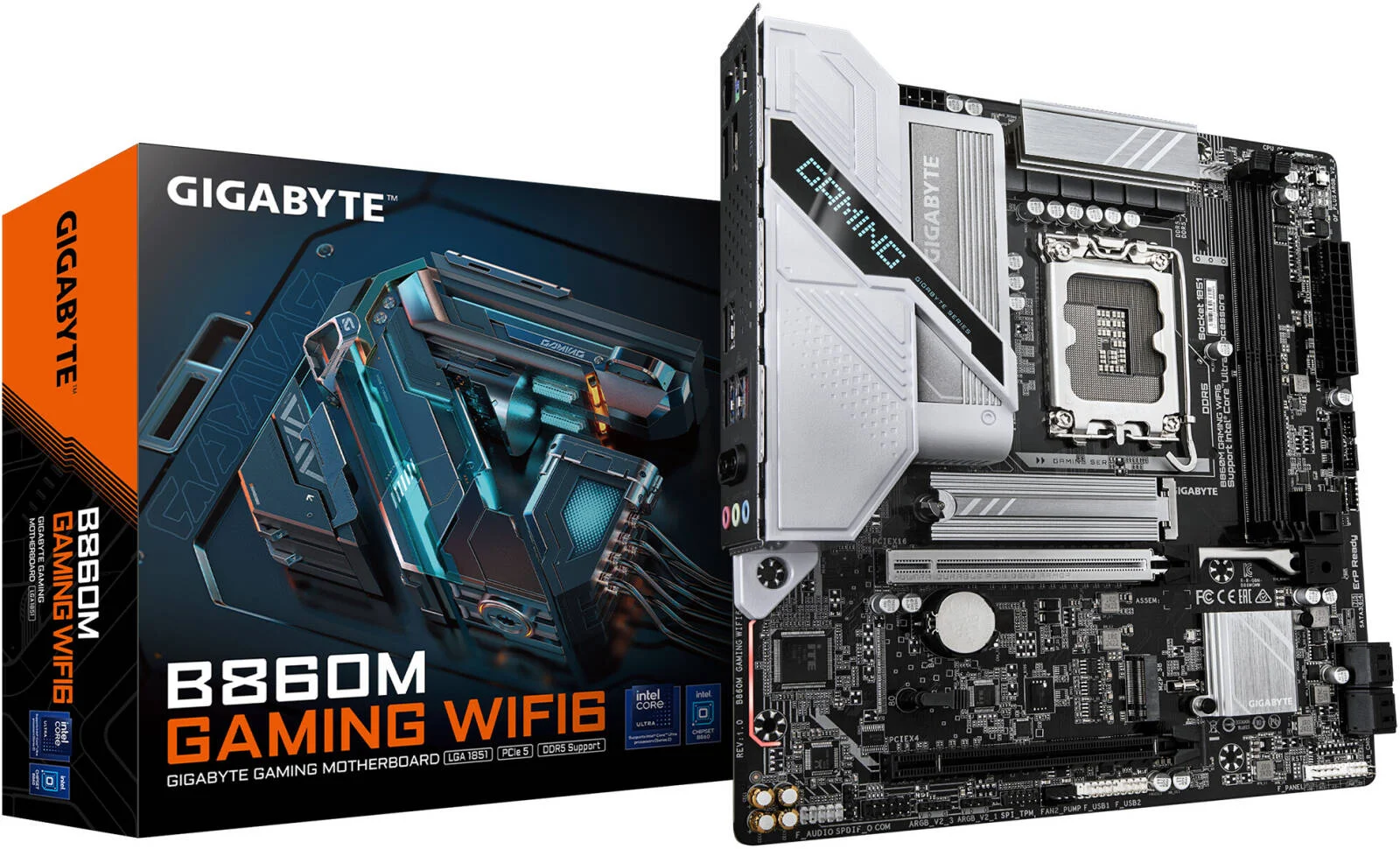 مادربرد GIGABYTE B860M Gaming WiFi6 LGA 1851 M-ATX، چیپست Intel B860، 2 اسلات DIMM DDR5، حداکثر حافظه 128 گیگابایت، 1 اسلات PCIe 5.0 x16، 2 اسلات M.2، WiFi 6 و BT 5.3 | B860M-GAMING-WIFI6