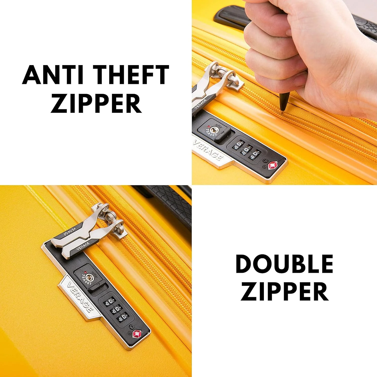 چمدان نشکن VERAGE مناسب سفر، چمدان بزرگ شونده، کالکشن الماس (چمدان سایز بزرگ 29 اینچ، زرد)