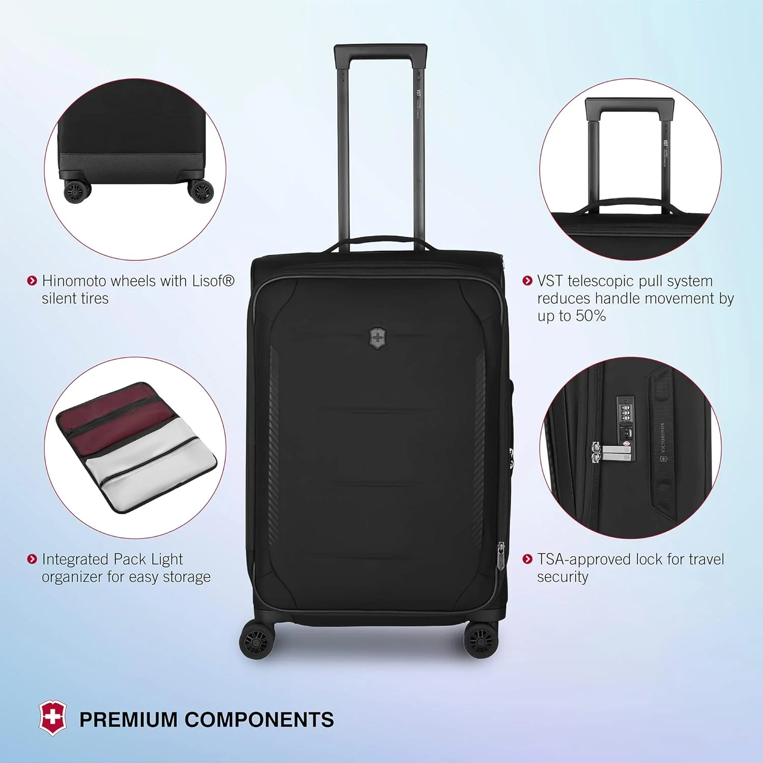 چمدان متوسط نرم ویکتورینوکس Crosslight با قابلیت افزایش حجم - مشکی 7611160234469