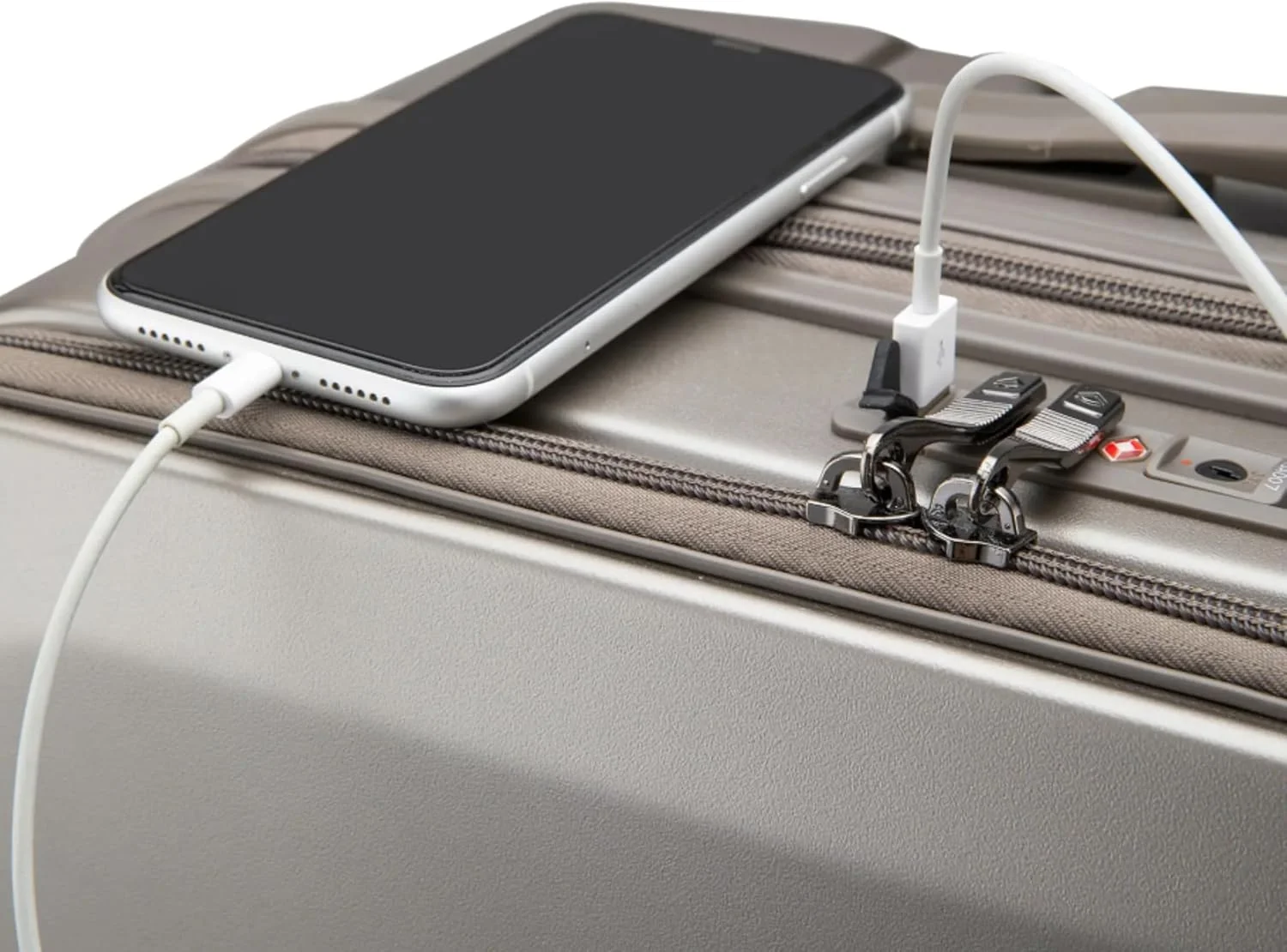 کیف اداری چرخ‌دار VERAGE با چهار چرخ دوبل، بدنه مقاوم ABS/PC با جیب جلویی دارای محفظه لپ‌تاپ/آیپد و پورت USB (48x42x25 سانتی‌متر) (GM19031W-ll مشکی)