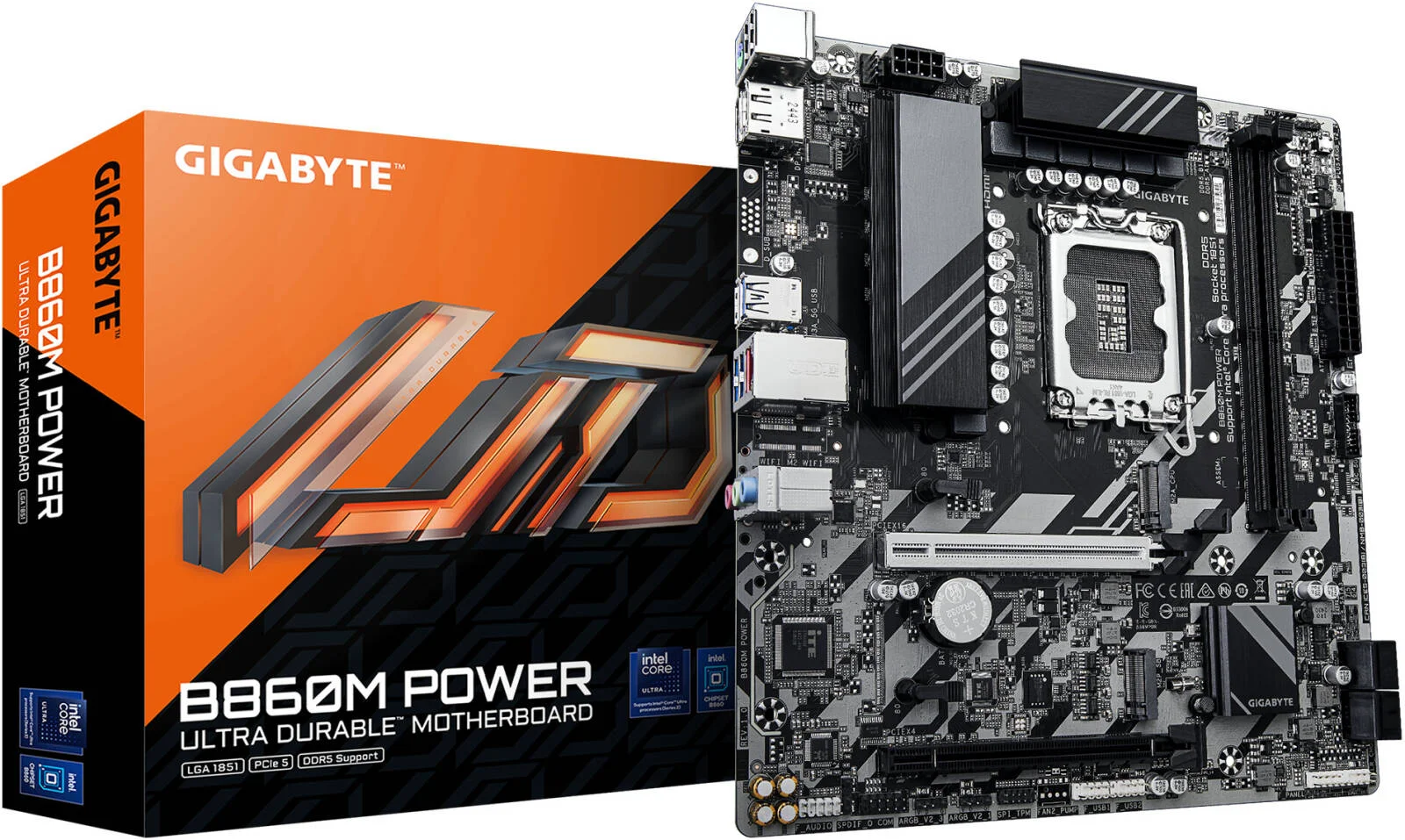 مادربرد GIGABYTE B860M POWER LGA 1851 M-ATX، چیپست Intel B860، 2 اسلات DDR5 DIMM، حداکثر حافظه 128 گیگابایت، 1 اسلات PCIe 5.0 x16، 2 اسلات PCIe 4.0 M.2 | B860M-POWER