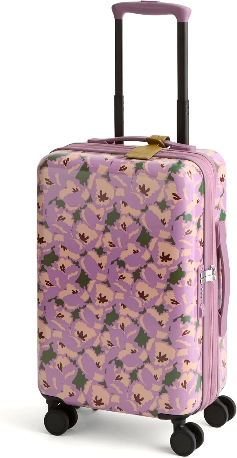 چمدان چرخشی سخت ۲۲ اینچی ورا بردلی مدل Adair، طرح لاله فرفری بنفش، لاله فرفری بنفش