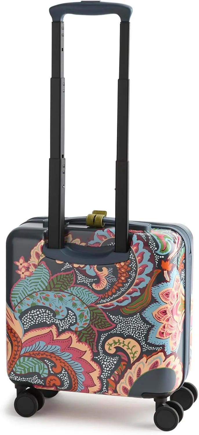 چمدان چرخشی کوچک ویرا بردلی مدل Adair با بدنه سخت، طرح برگ های پیزلی، رنگ طوسی تیره