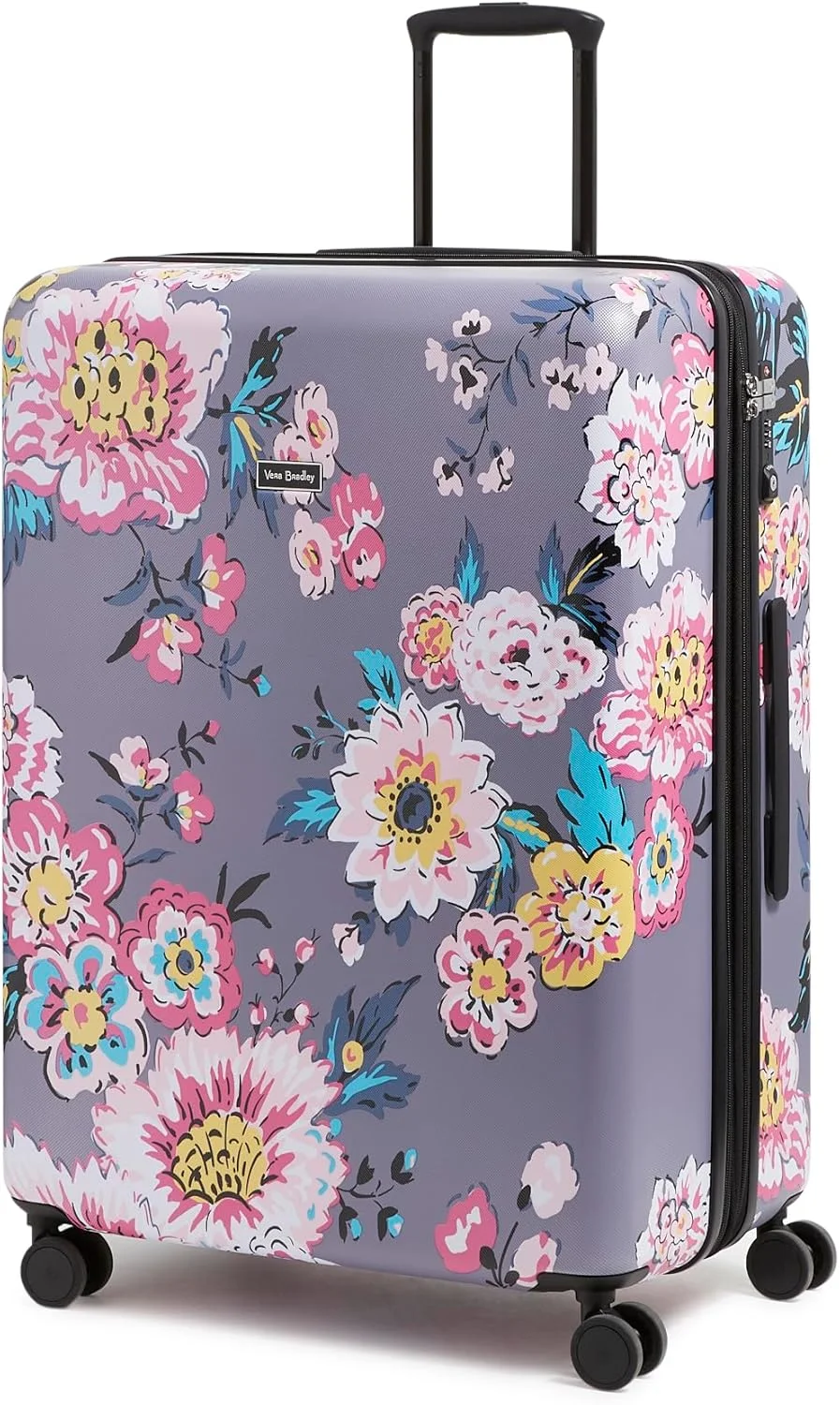 چمدان چرخ دار سخت Vera Bradley، طرح دسته گل پاریسی خاکستری تیره