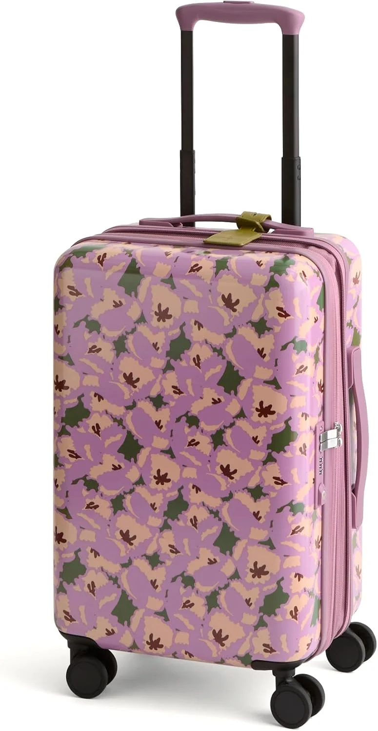 چمدان چرخشی سخت ۲۲ اینچی ورا بردلی مدل Adair، طرح لاله فرفری بنفش، لاله فرفری بنفش
