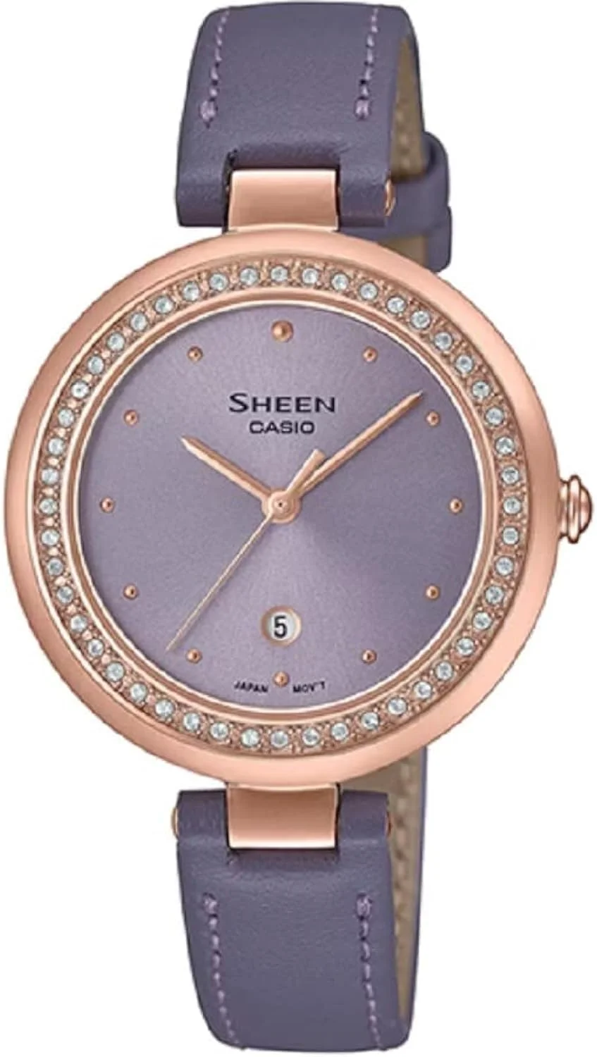 ساعت مچی زنانه کاسیو شین مدل SHE-4556PGL-6AUDF صفحه بنفش، بند بنفش