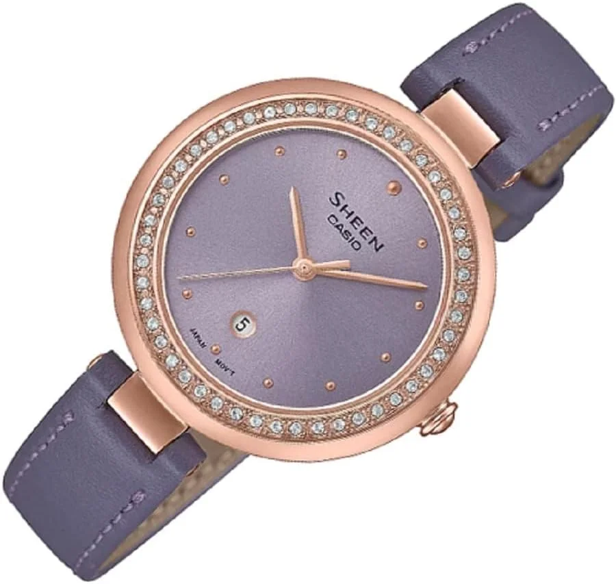 ساعت مچی زنانه کاسیو شین مدل SHE-4556PGL-6AUDF صفحه بنفش، بند بنفش