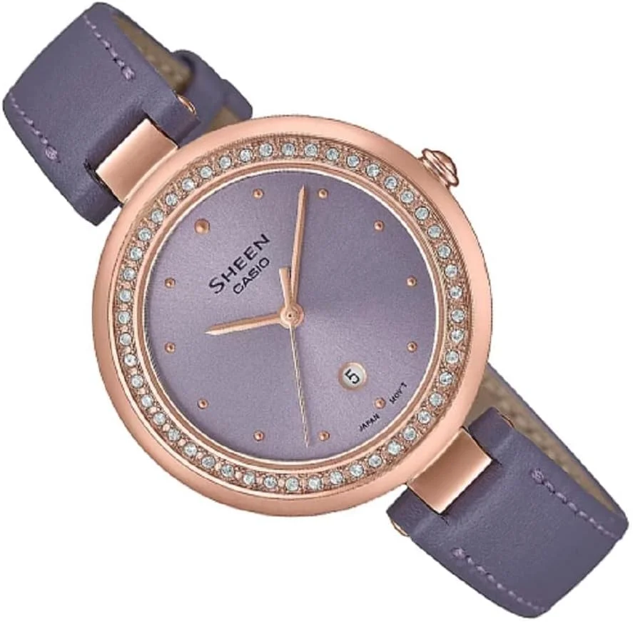 ساعت مچی زنانه کاسیو شین مدل SHE-4556PGL-6AUDF صفحه بنفش، بند بنفش