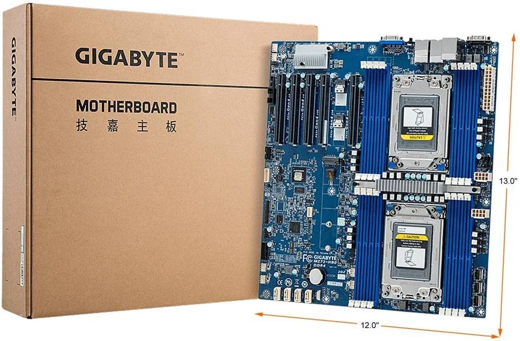 مادربرد سرور گیگابایت MZ72-HB0 E-ATX، سوکت SP3، پردازنده AMD EPYC 7003، رم 8 کاناله RDIMM/LRDIMM DDR4، 2 پورت LAN با سرعت 10 گیگابیت بر ثانیه، 5 اسلات PCIe Gen4، SATA 6.0Gb/s، Slim SAS | MZ72-HB0