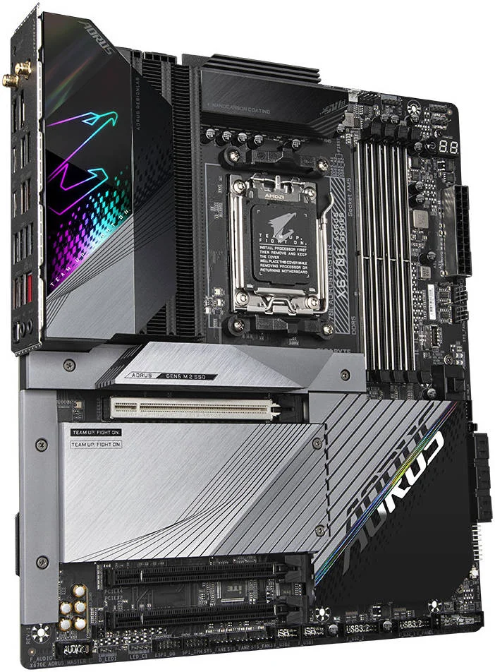 مادربرد GIGABYTE X670E AORUS MASTER AM5 E-ATX، چیپست AMD X670، چهار اسلات DDR5 DIMM | حداکثر حافظه 192 گیگابایت، Wi-Fi 6E / BT 5.3، PCIE x16، یک عدد M.2، HDMI / DP، USB 3.2-Type-C | X670E AORUS MASTER