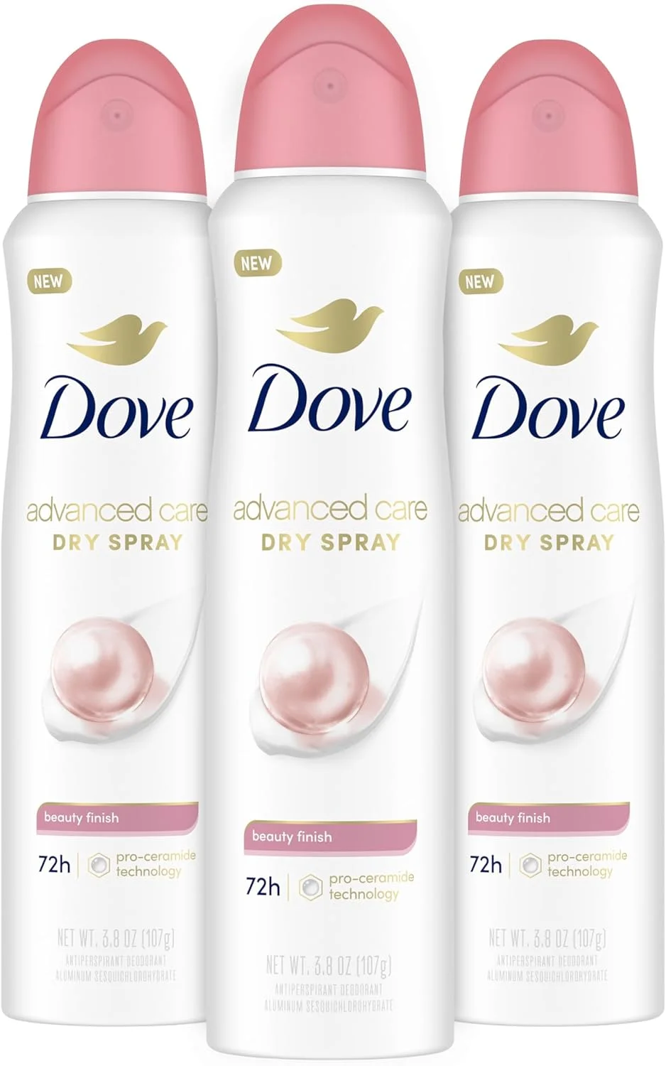 اسپری ضد تعریق داو Advanced Care Beauty Finish، بسته 3 عددی، ترمیم کننده پوست زیر بغل پس از اصلاح با افزایش سطح سرامید، محافظت 72 ساعته و زیر بغل نرم، 113 گرم