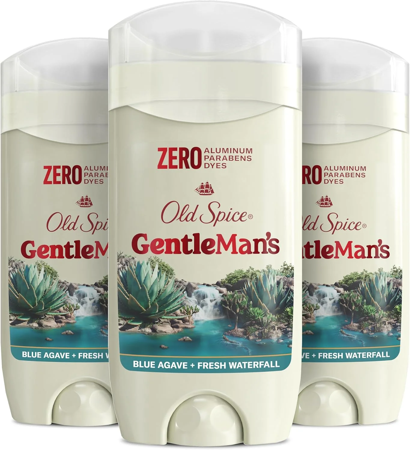 دئودورانت مردانه بدون آلومینیوم Old Spice GentleMan's Dry Feel، طراوت ماندگار 24/7، ملایم بر روی پوست با نرم کننده های پوست، رایحه Blue Agave + Fresh Waterfall، 85 گرم (بسته 3 عددی)