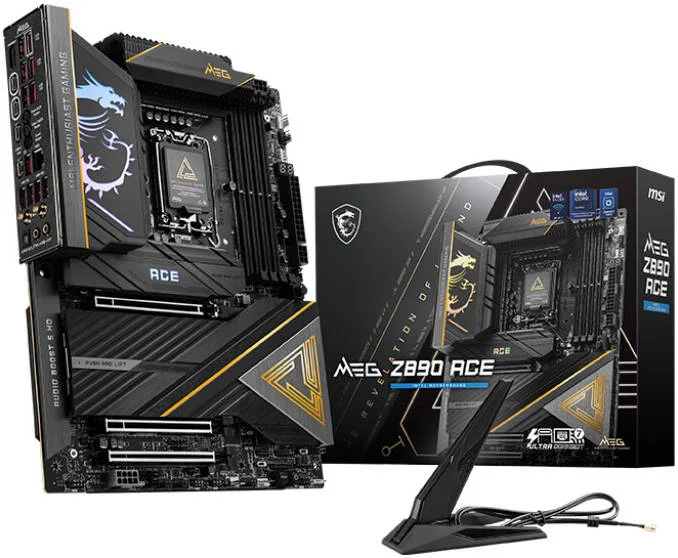 مادربرد MSI MEG Z890 Ace LGA 1851 ATX، چیپست Intel Z890، 4 اسلات DDR5 UDIMM، حداکثر حافظه 256 گیگابایت، Wi-Fi 7 و BT 5.4، 3 اسلات PCI-E x16، 5 اسلات M.2، مشکی | 911-7E22-001