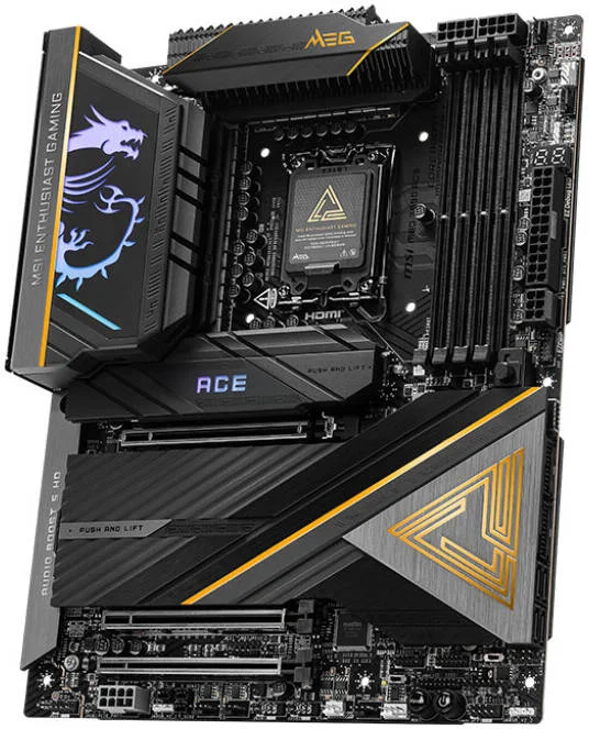 مادربرد MSI MEG Z890 Ace LGA 1851 ATX، چیپست Intel Z890، 4 اسلات DDR5 UDIMM، حداکثر حافظه 256 گیگابایت، Wi-Fi 7 و BT 5.4، 3 اسلات PCI-E x16، 5 اسلات M.2، مشکی | 911-7E22-001 مادربرد MSI MEG Z890 Ace LGA 1851 ATX، چیپست Intel Z890، 4 اسلات DDR5 UDIMM، حداکثر حافظه 256 گیگابایت، Wi-Fi 7 و BT 5.4، 3 اسلات PCI-E x16، 5 اسلات M.2، مشکی | 911-7E22-001