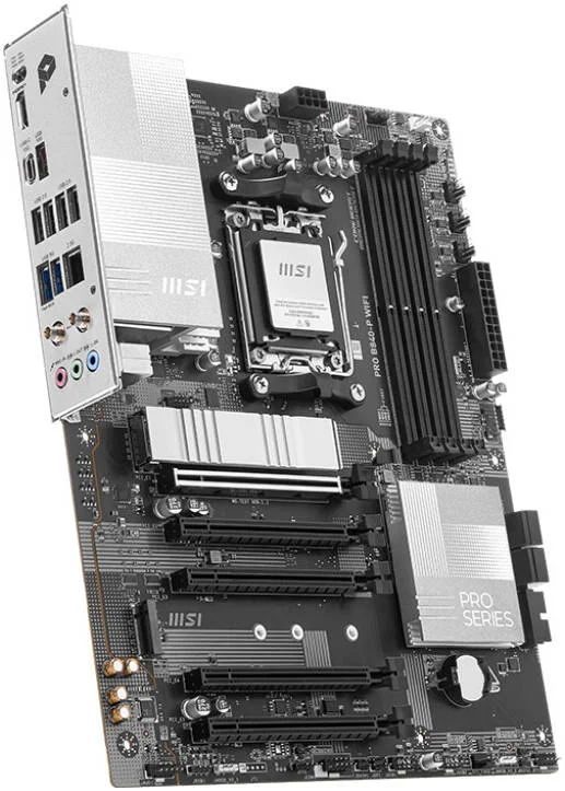 مادربرد MSI Pro B840-P WiFi AM5 ATX، چیپست AMD B840، دارای 4 اسلات DDR5 UDIMM، حداکثر حافظه 256 گیگابایت، 5 اسلات PCI-E x16، 2 اسلات M.2، اتصال WiFi و BT | 911-7E57-001 مادربرد MSI Pro B840-P WiFi AM5 ATX، چیپست AMD B840، دارای 4 اسلات DDR5 UDIMM، حداکثر حافظه 256 گیگابایت، 5 اسلات PCI-E x16، 2 اسلات M.2، اتصال WiFi و BT | 911-7E57-001