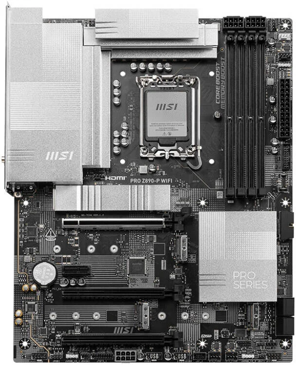مادربرد MSI Pro Z890-P Wi-Fi LGA 1851 ATX، چیپست Intel Z890، 4 اسلات DDR5 UDIMM، حداکثر حافظه 256 گیگابایت، Wi-Fi 7 و BT 5.4، 3 اسلات PCI-E x16، 4 اسلات M.2، مشکی | 911-7E34-001 مادربرد MSI Pro Z890-P Wi-Fi LGA 1851 ATX، چیپست Intel Z890، 4 اسلات DDR5 UDIMM، حداکثر حافظه 256 گیگابایت، Wi-Fi 7 و BT 5.4، 3 اسلات PCI-E x16، 4 اسلات M.2، مشکی | 911-7E34-001