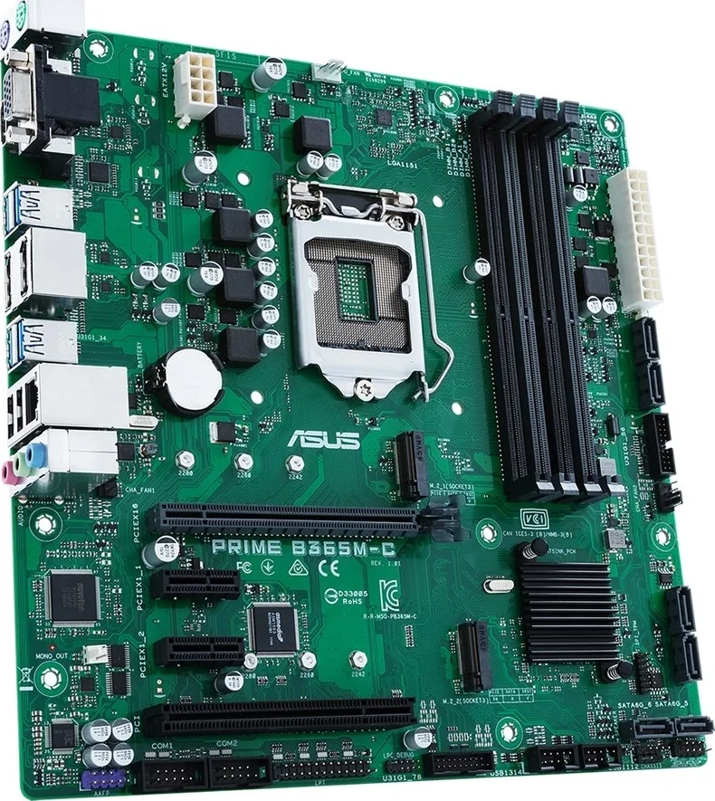 مادربرد ایسوس پرایم B365M-C/CSM اینتل B365 (4 اسلات رم، 8 پورت USB 3.1، 2 پورت نمایش، 2 سوکت M.2) Micro-ATX | 90MB10U0-M0EAYC
