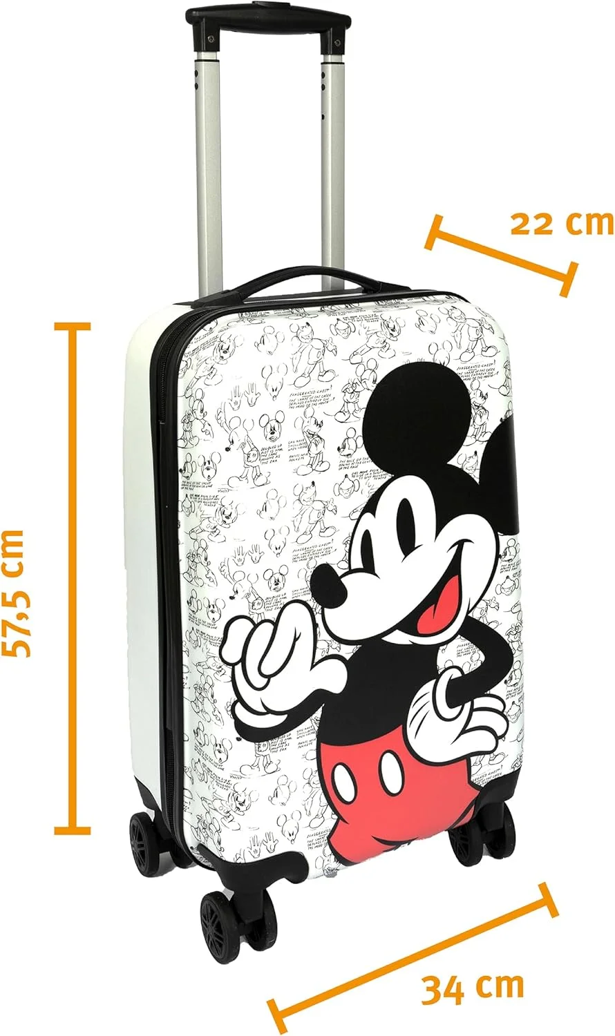 چمدان مسافرتی با طرح لایسنس - چمدان چرخدار با 4 چرخ دوبل - قفل TSA - 1 محفظه با تسمه های نگهدارنده - 1 محفظه با زیپ