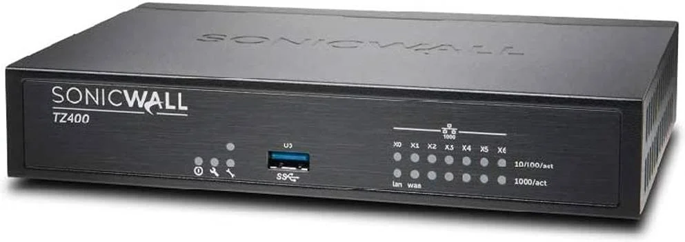 دستگاه فایروال امنیتی Dell SonicWALL TZ400، دارای 7 پورت مسی 1GbE، IPSec پیشرفته، SSL VPN، مشکی | 01-SSC-0213